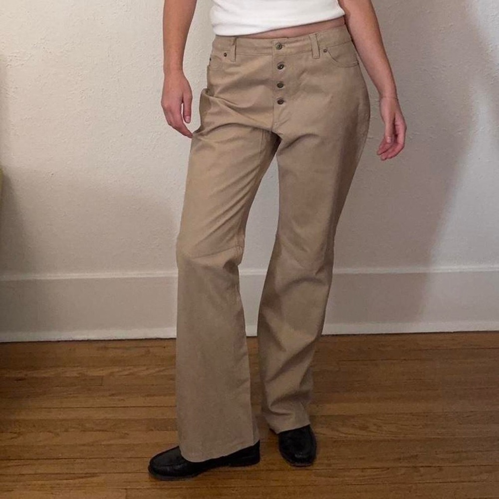 Vintage Y2K Route 66 Tan Suede Button Front Pants